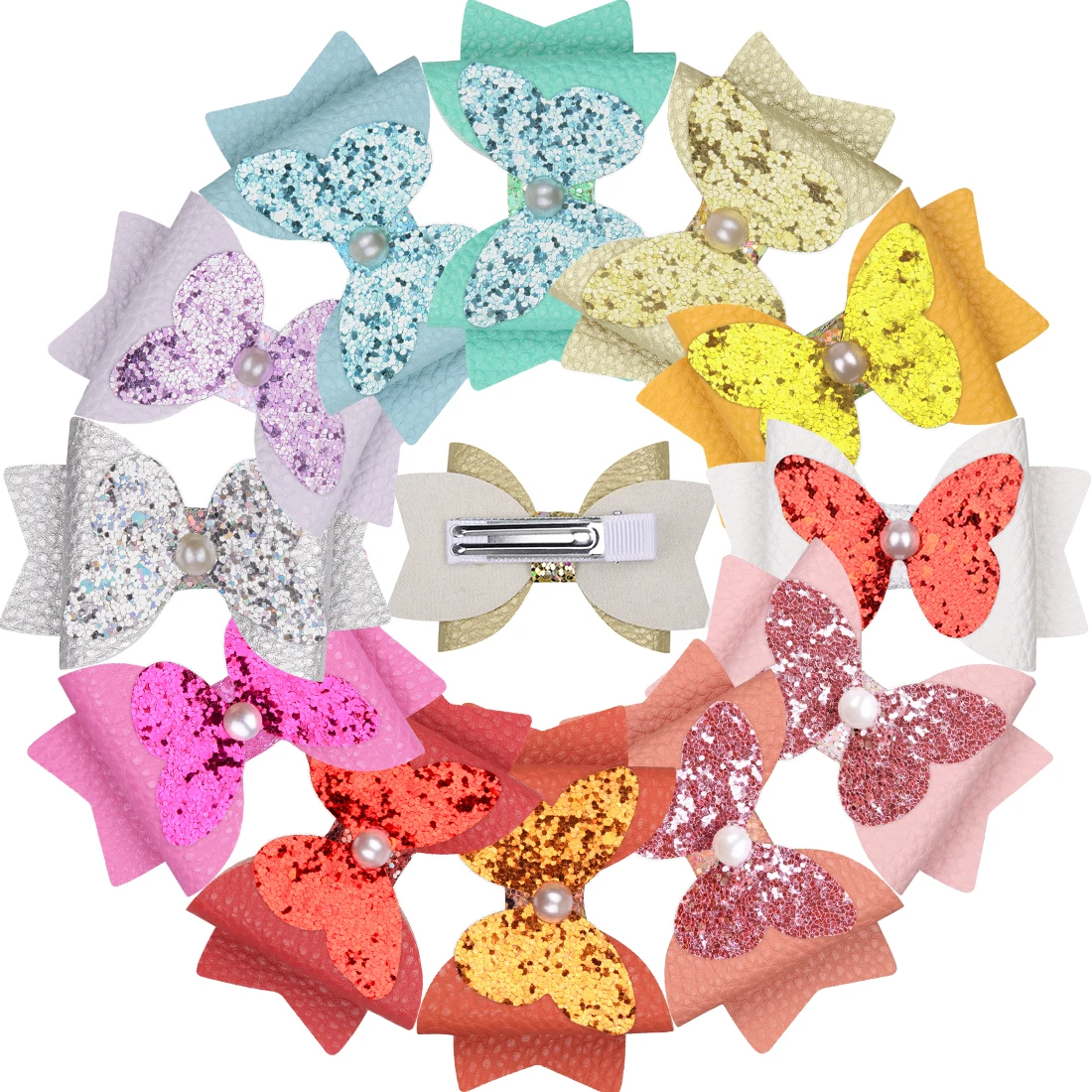 Детские заколки для волос 12 шт./компл. элегантные из искусственной кожи с