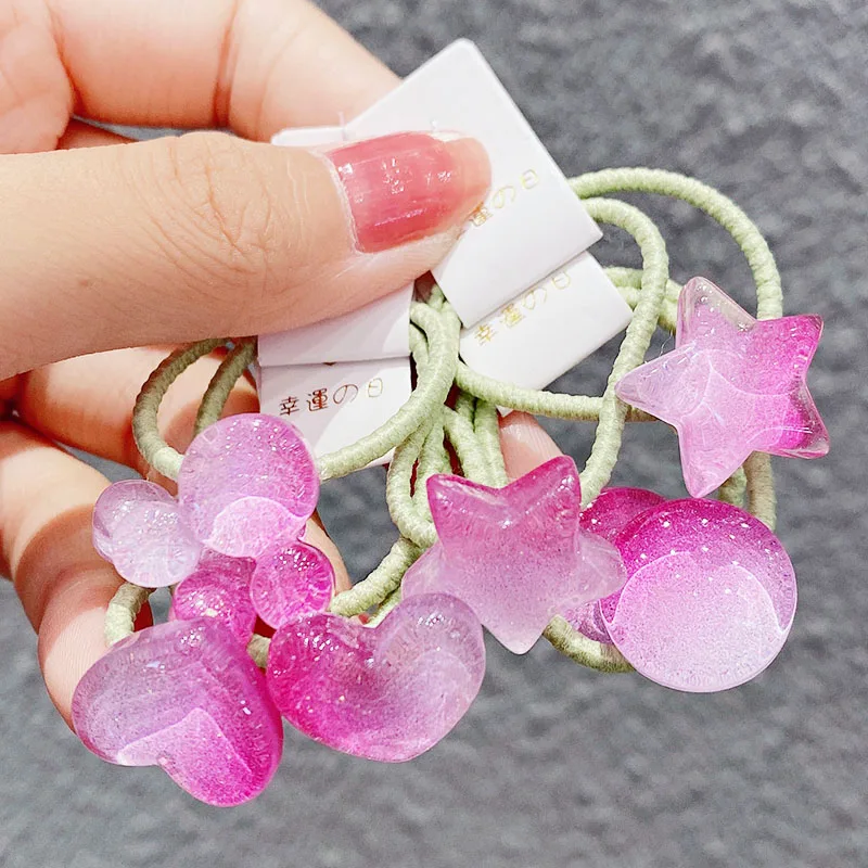 8 шт./компл. новые милые эластичные повязки для волос с красочными сердечками и