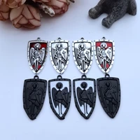 5 pcs 32x16mm black and white red oil drip shield cross accessories holy shield necklace earrings diy handmade jewelry