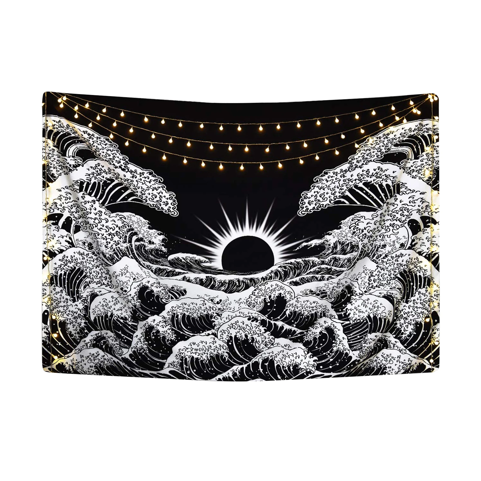 

Great Wave Tapestry, Sunset Ocean Wave Tapestry Black and White Wall Hanging Decor for Home Room Dcor