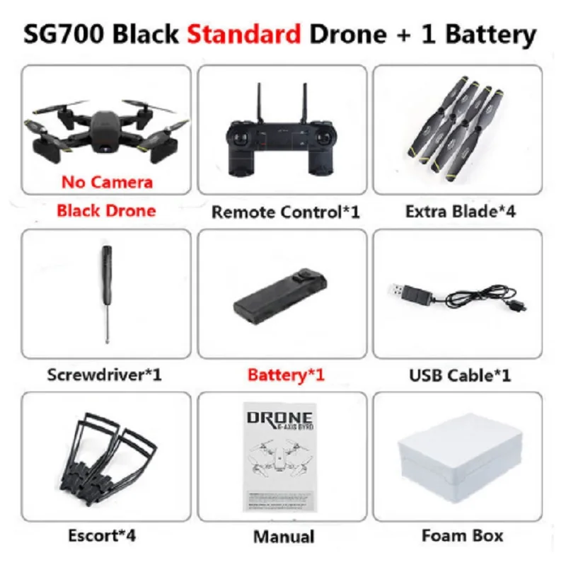 Black-Standrad ZLL SG700 RC Дрон FPV Wifi 0.3MP/2MP HD камера селфи Квадрокоптер FPV профессиональные беспилотники долгий срок службы батареи игрушки для детей - Цвет: Black-Standrad