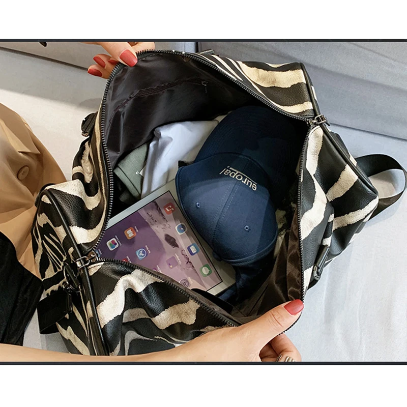 Jiessie&Angela Carry-on Suitcase Zebra Pattern Handbag Large Women Bag Duffels Shoulder Bag Tote Bags For Women travel suitcase
