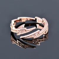 sinleery unique design lightning rings for women adjustable size dazzling cubic zirconia rose gold color jewelry zd1 ssc