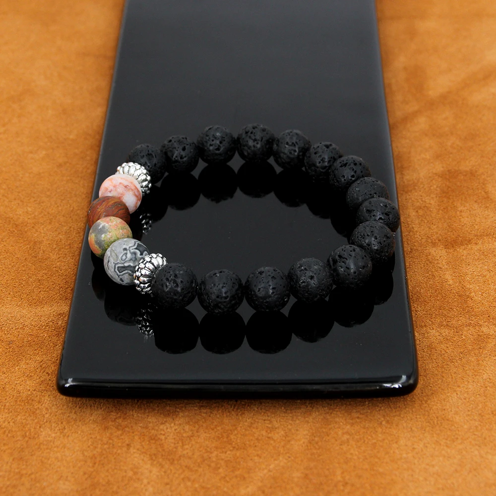 Pedra браслет из натуральной лавы для женщин и мужчин пара ювелирных изделий имя