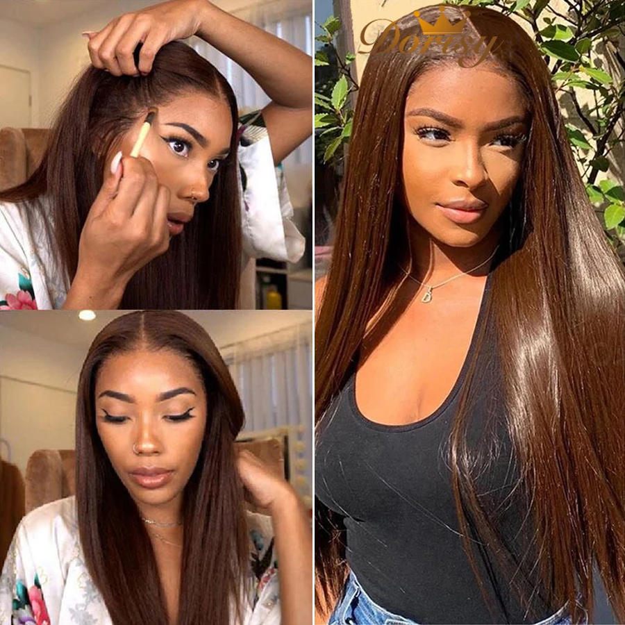 

Light Brown Color Bundles with Closure Peruvian Hair Bundles with 2*4 Lace Closure Straight Human Hair Remy Hair Extensions