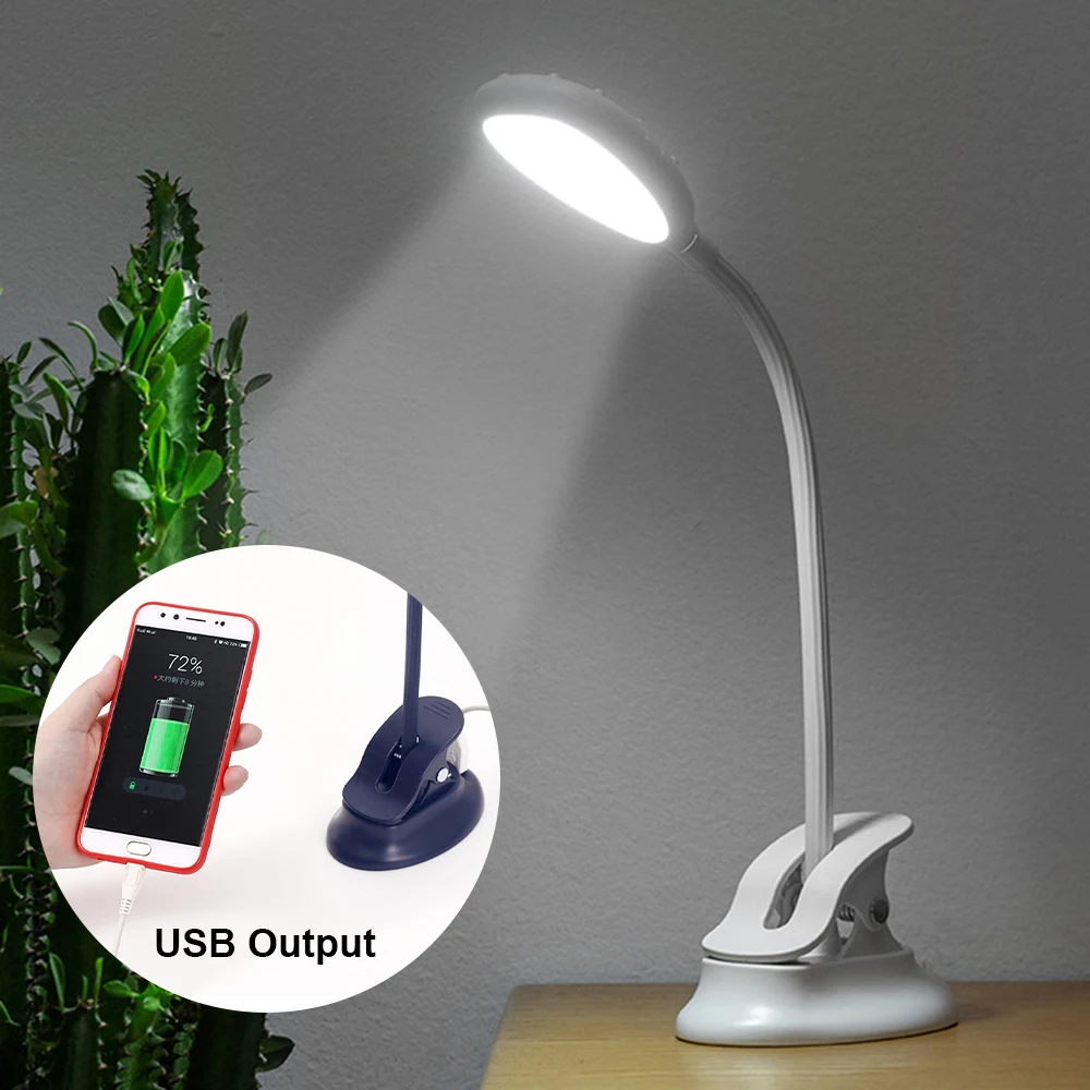 USB Выходная мощность светодиодная настольная лампа с зажимом и подставкой