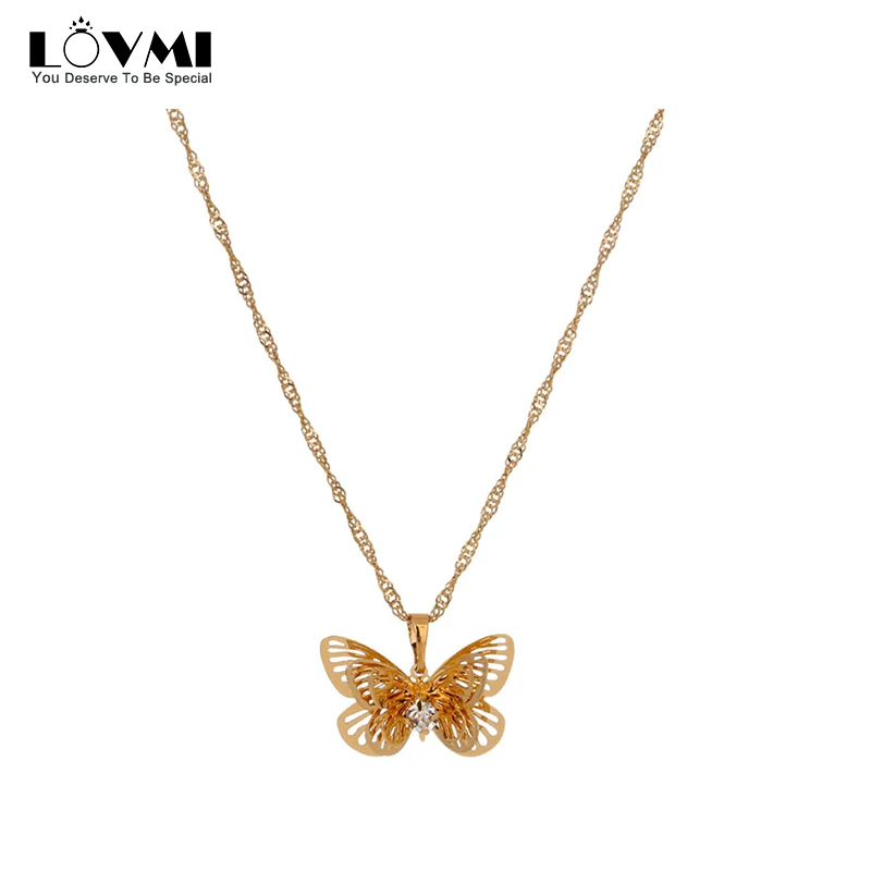 

Lovmi Trendy Gold Jewelry Necklace Butterfly Shape For Women With Diamond Pendant Jewelry Ornaments For Wholesales Dropshipment