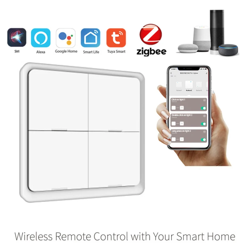 

Zigbee Смарт Беспроводной переключатель бесплатная стикер 4-полосная сцены переключатель Tuya Smart life APP Управление умный дом работать с Alexa Google Home