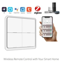 zigbee smart wireless switch free sticker 4 way scene switch tuya smart life app control smart home work with alexa google home