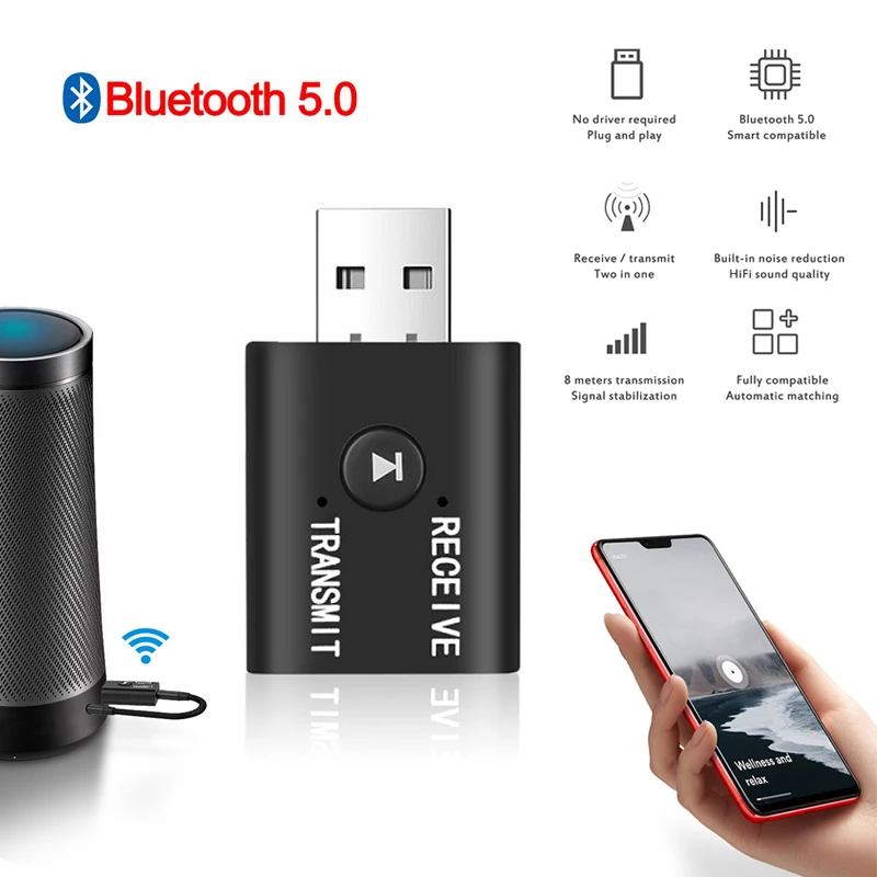 Bluetooth 5 0 аудио приемник передатчик 3 в 1 Мини мм разъем AUX USB стерео музыка