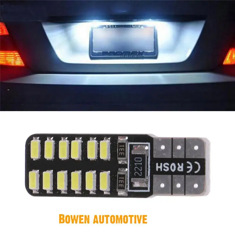 

LD T10 double-sided 3014 24smd decoding car lamp width license plate Gallery highlight LED