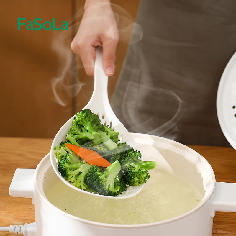 

FaSoLa Fruit and Vegetables Food Cooking Tools Drainer Leaky Spoon Strainer Colander White Utensils for Kitchen Home Gadgets