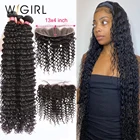 Wigirl 28 30 32 34 40 дюймов бразильские волосы плетение 3 4 пряди с 13x4 кружевной фронтальной и закрытия Remy глубокая волна 100% человеческие волосы