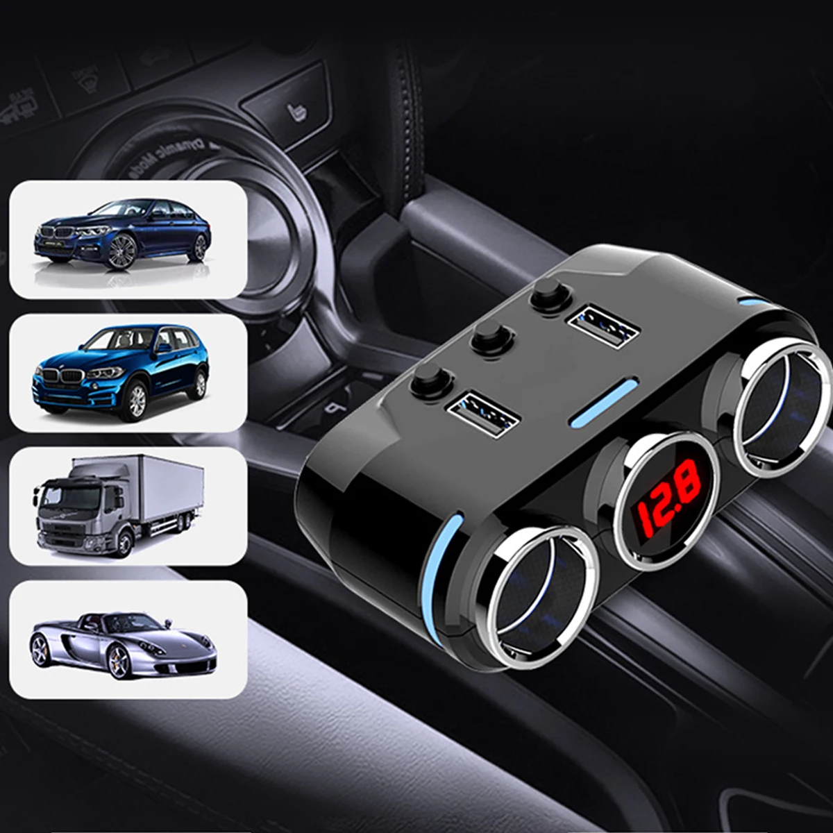 

3.1A Car Charger Dual USB Chargers For iPhone Huawei Samsung Car Cigarette Lighter Socket Splitter Plug Accessory Fast Charging