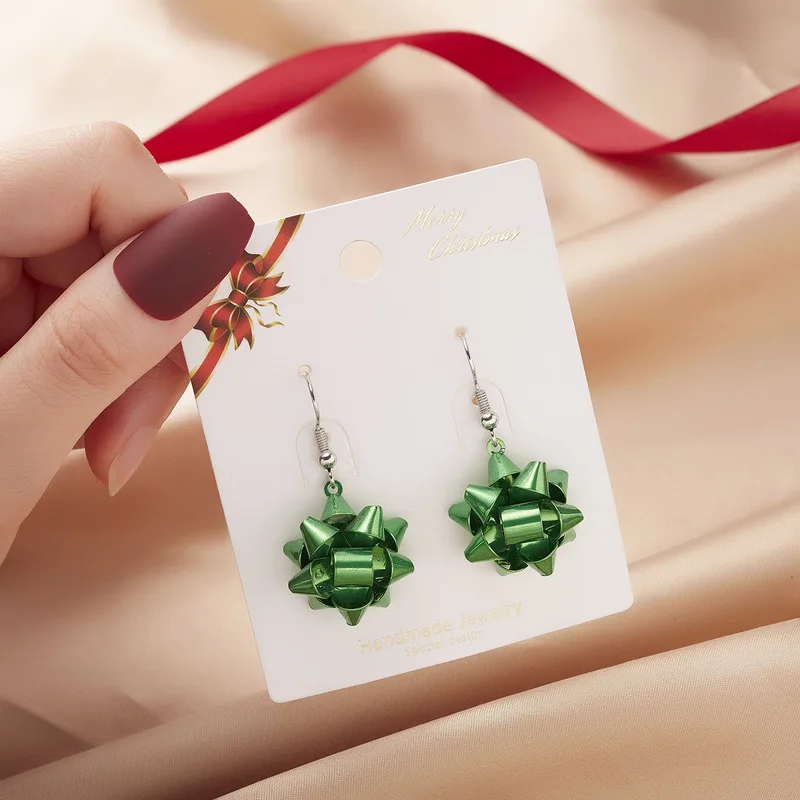 

Creative Christmas Stars Stud Earrings For Women Decore Handmade Jewelry Xmas Snowflakes Ribbons Round Earring Christmas Decor
