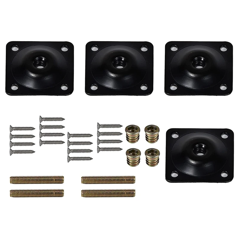 

4 Sets Flat Mounting Plates Furniture Leg Attachment Plates T-Plate For Sofa Legs With M8 Hanger Bolts