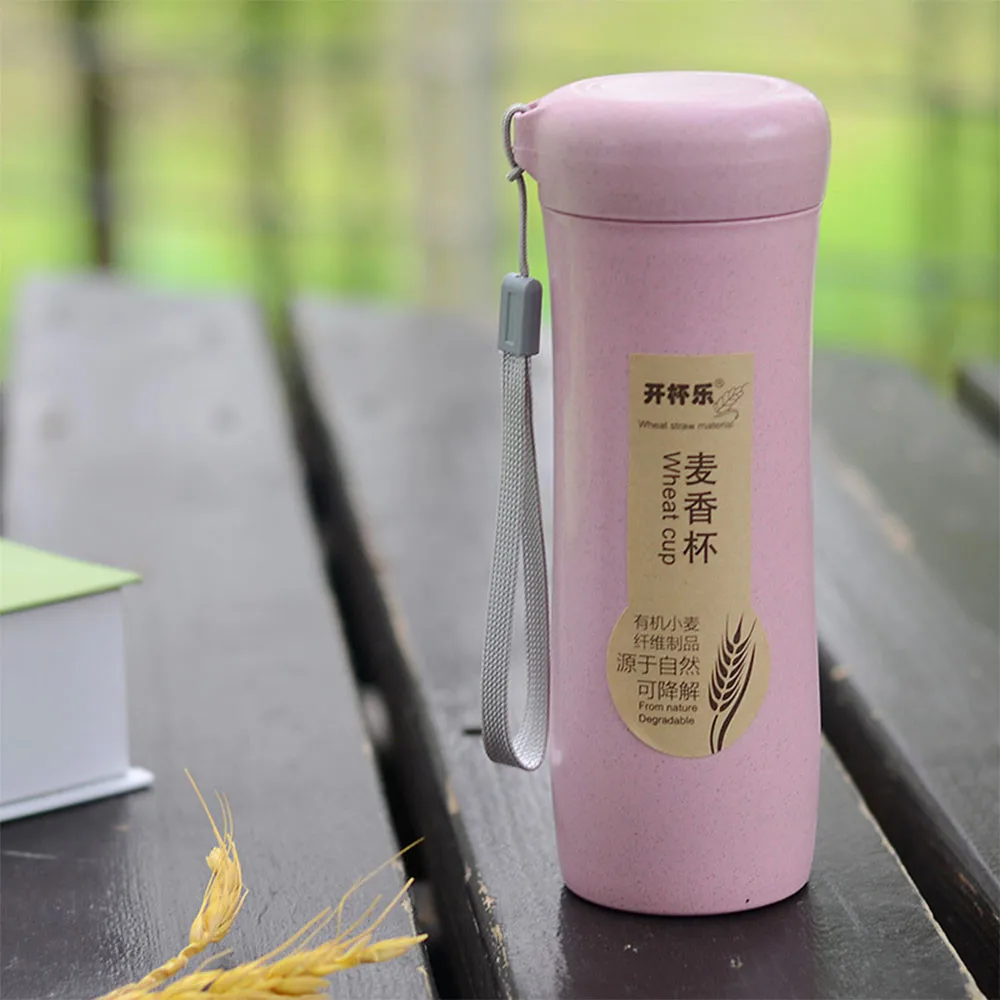 400 мл природная пшеничная соломенная бутылка для воды портативный контейнер