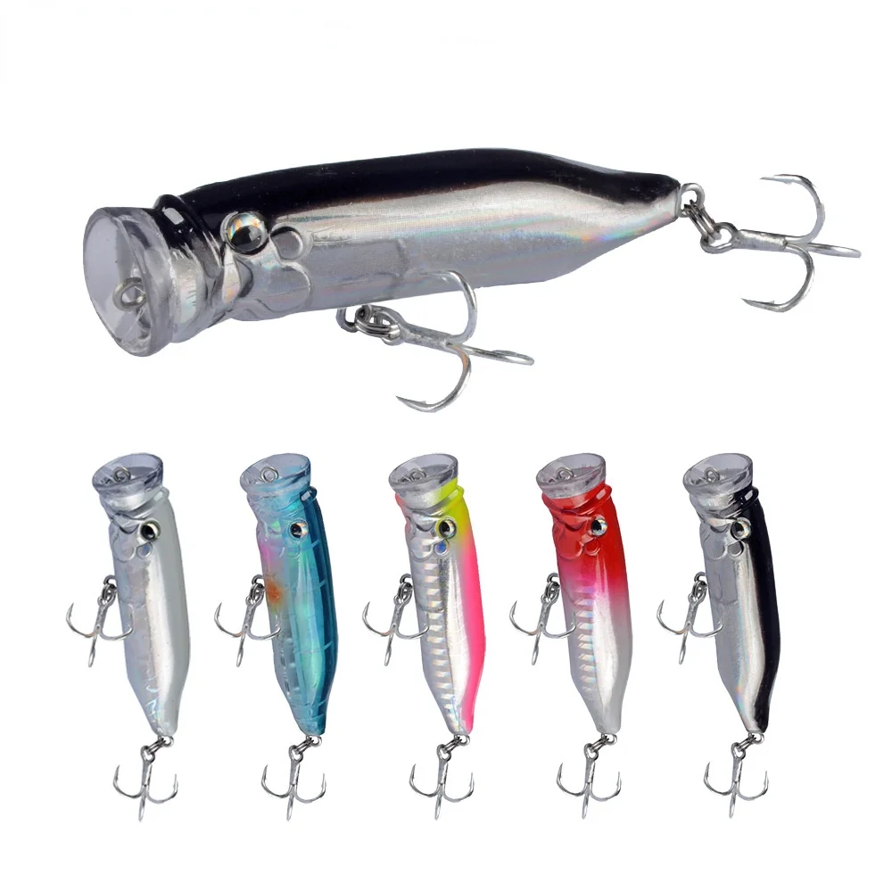 

1pcs Popper Fishing Lures Lying 7cm 9.4g Bionic Artificial Plastic Bait Alice Mouth Bass Bait Wobblers with Blood Groove Hook