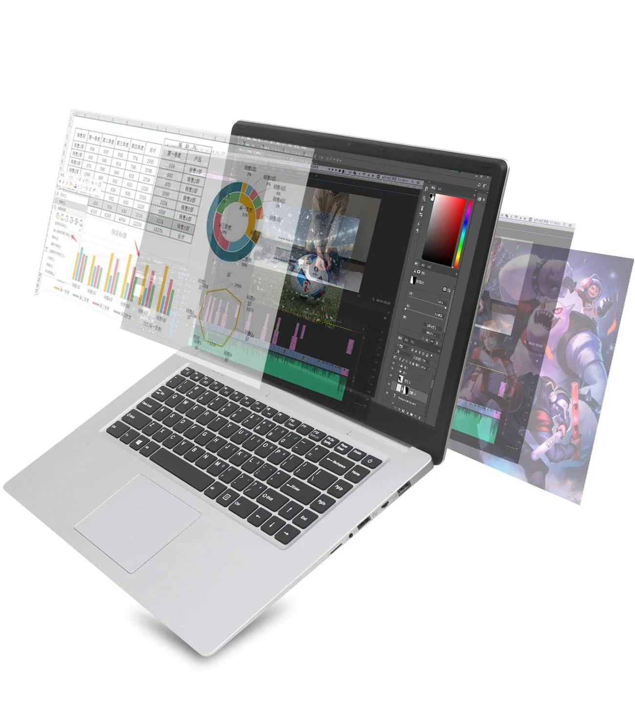 ZEUSLAP 15.6 Inch Laptop 8GB RAM 500GB HDD Business Notebooks Windows 10 Laptop Intel Celeron Quad Core Computer PC