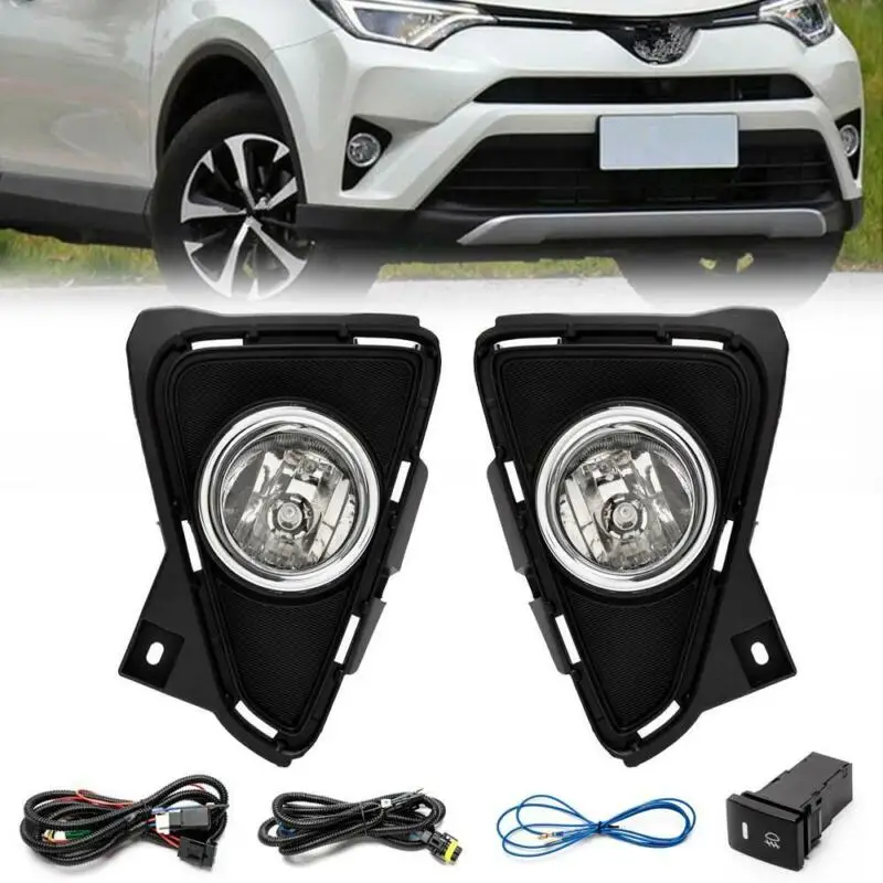 

Для 2016-2018 Toyota RAV4 Прозрачный бампер противотуманные фары дальнего света + лампы + переключатель
