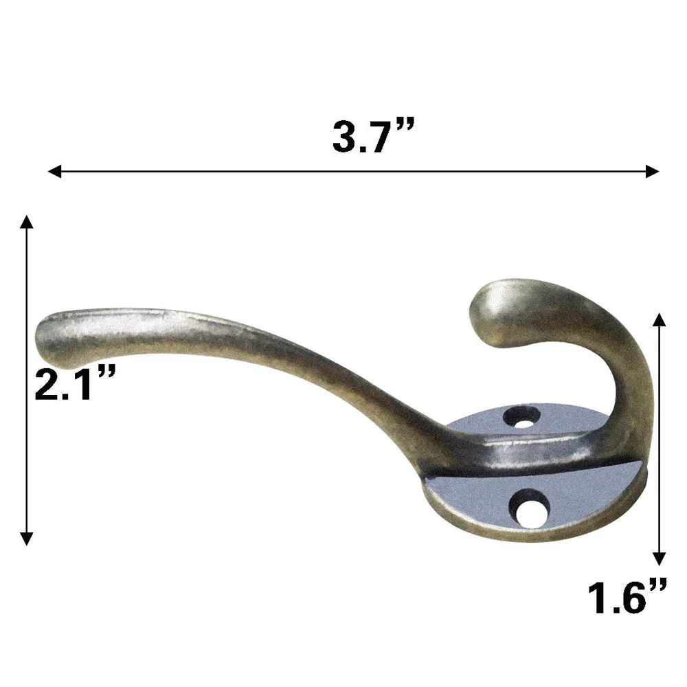 Сверхмощные двойные крючки для пальто настенные в стиле ретро с 6 винтами 12