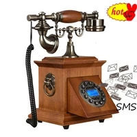 Retro Fixed Telephone Wired Family Solid Wood Old Man Button Hotel Office Metal Call Antique Fixed Telephone With Cord