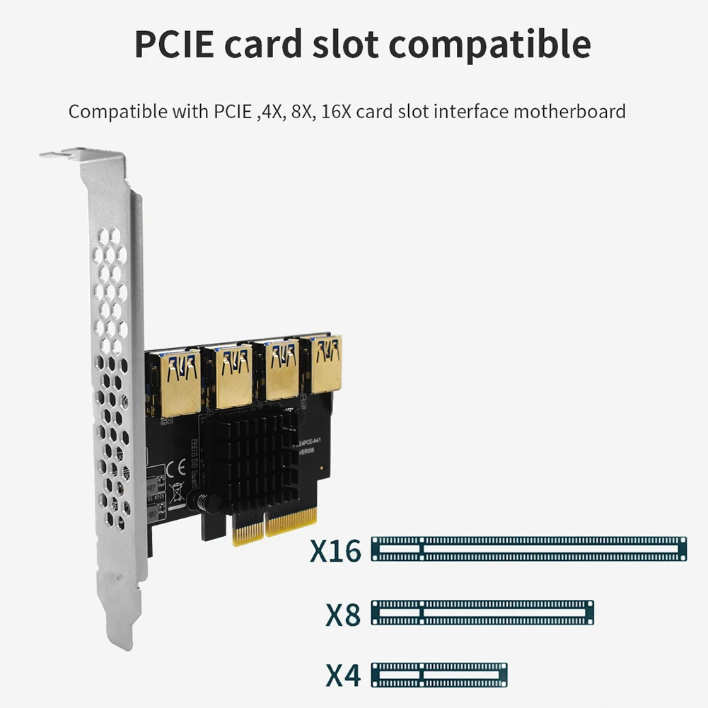 Адаптер расширения PCI-E 1-4 PCI Express 4 USB-порта |