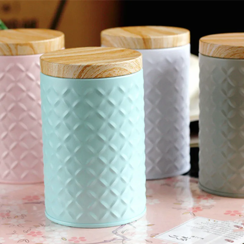 Однотонная простая цилиндрическая жестяная коробка для хранения органайзер