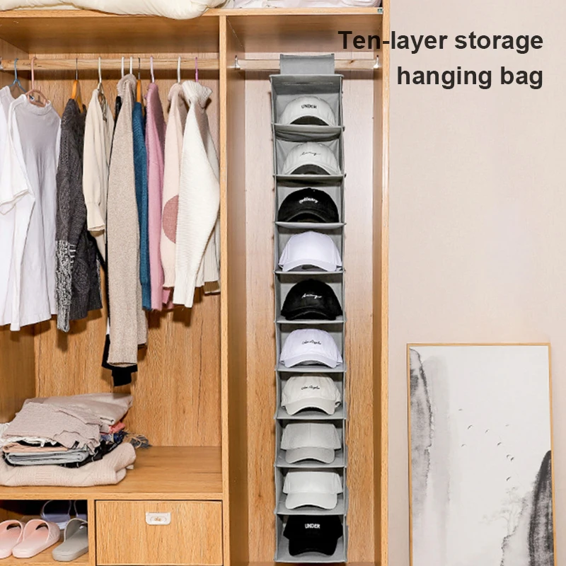 

10 Layers Wardrobe Hanging Storage Bag Bedroom Closet Organizer Clothes Door Storage Pocket Portable Shoes Underwear Hanging Bag