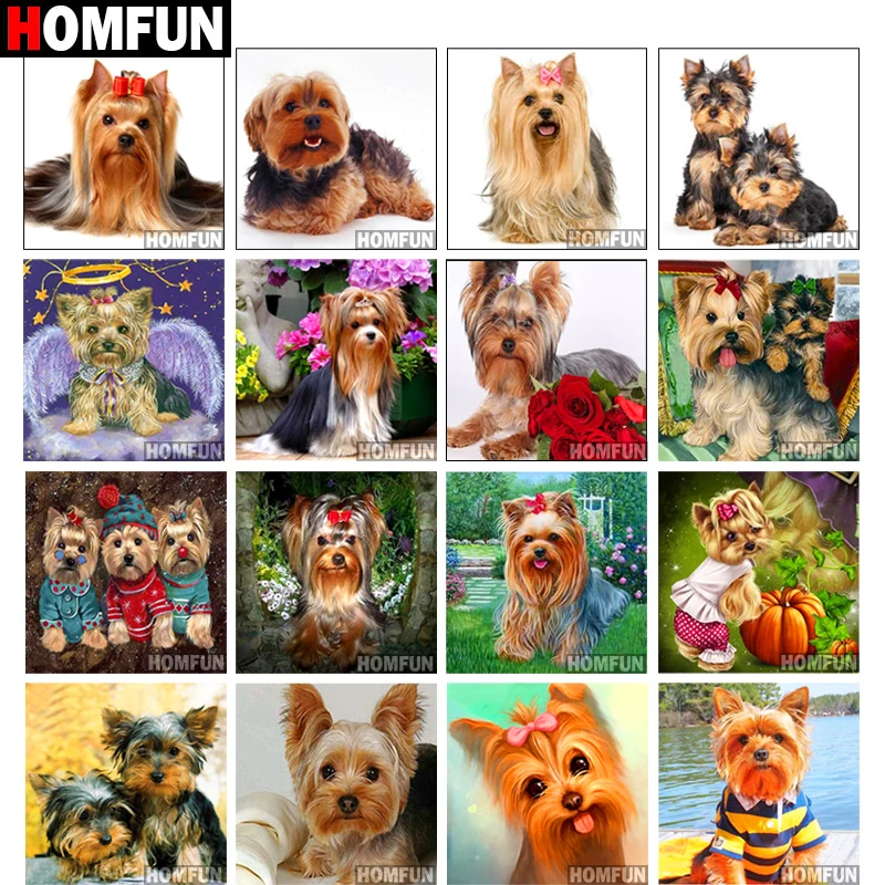 HOMFUN Diy 5d Diamond Painting "Color animal dog scene map" Cross Stitch Square Round Diamond Embroidery Handwork Rhinestone Art