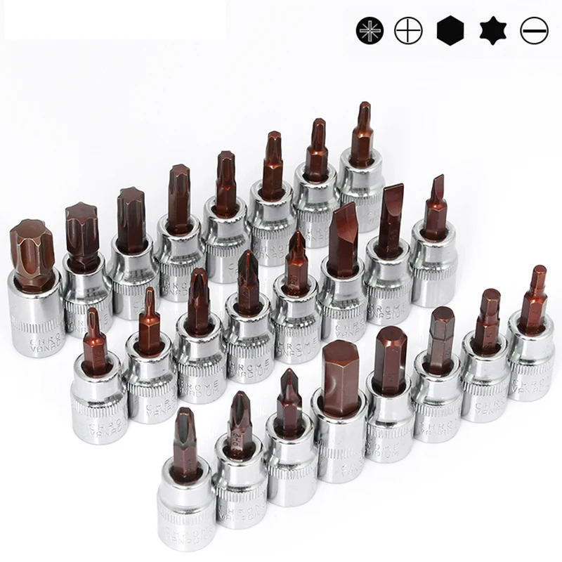 1 шт. 1/4 дюйма квадратные приводы с шестигранной головкой/Torx/Phillips/шлицевая