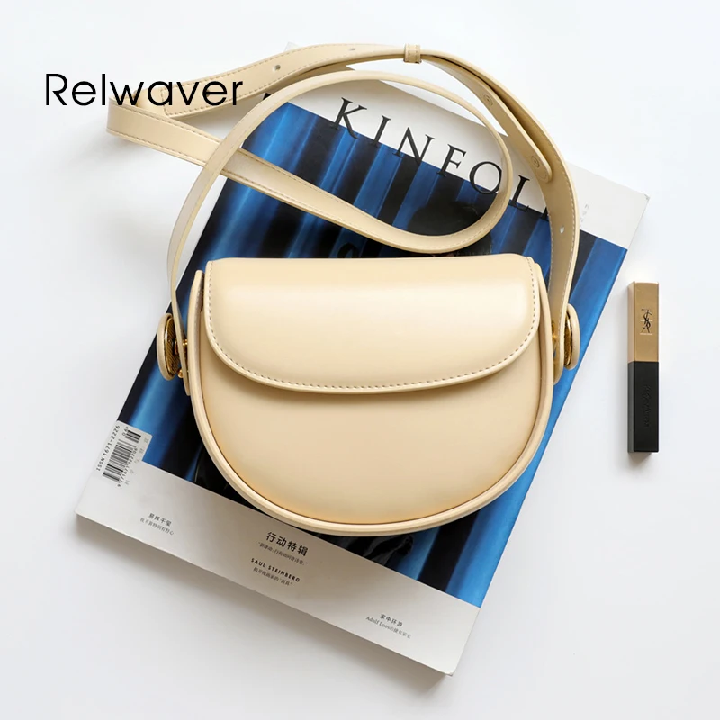 

Cowhide saddle bag niche fashion women messenger bags versatile genuine leather shoulder bag wide strap versatile women bag