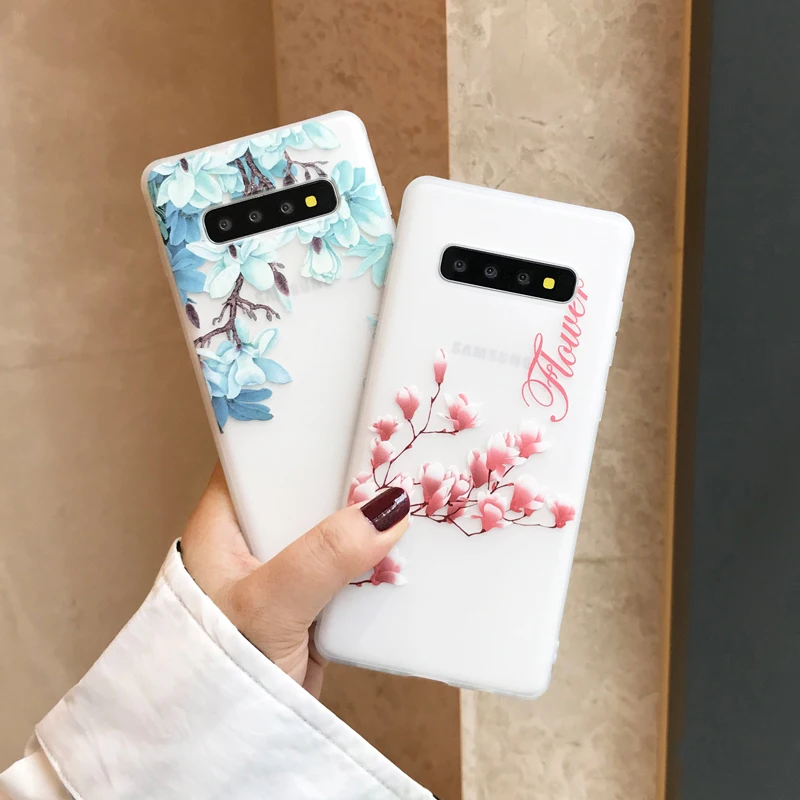 Мягкий чехол YHBBCASES из ТПУ с рельефными мультяшными цветами для Samsung Galaxy S8 S9 S10 Plus