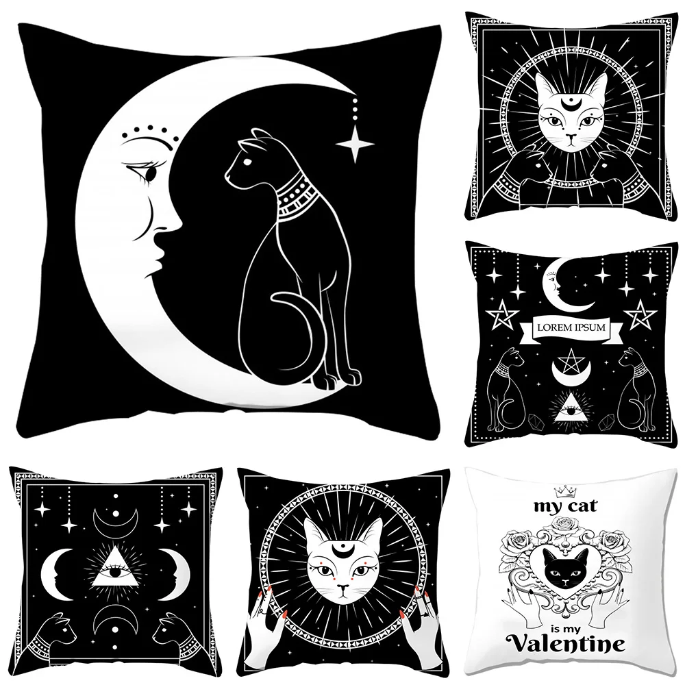 Boniu Moon Cat рисунок квадратная наволочка домашний дом декор подушка в богемском стиле чехол полиэстер наволочка диванные подушки