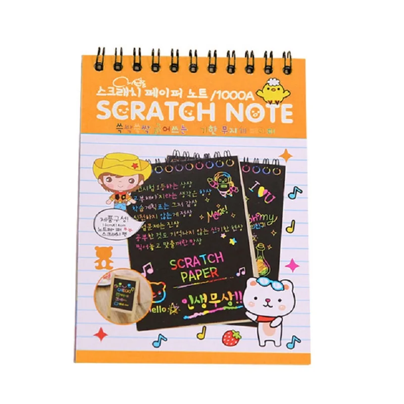

Wholesale Kids Scratch Notebook Magic Drawing Book DIY Black Cardboard Educational Toy Gift For Kids Dropshipping