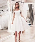 Женское атласное Короткое свадебное платье LUXIYIAO LO121, белое платье до колен с открытыми плечами, свадебное платье невесты