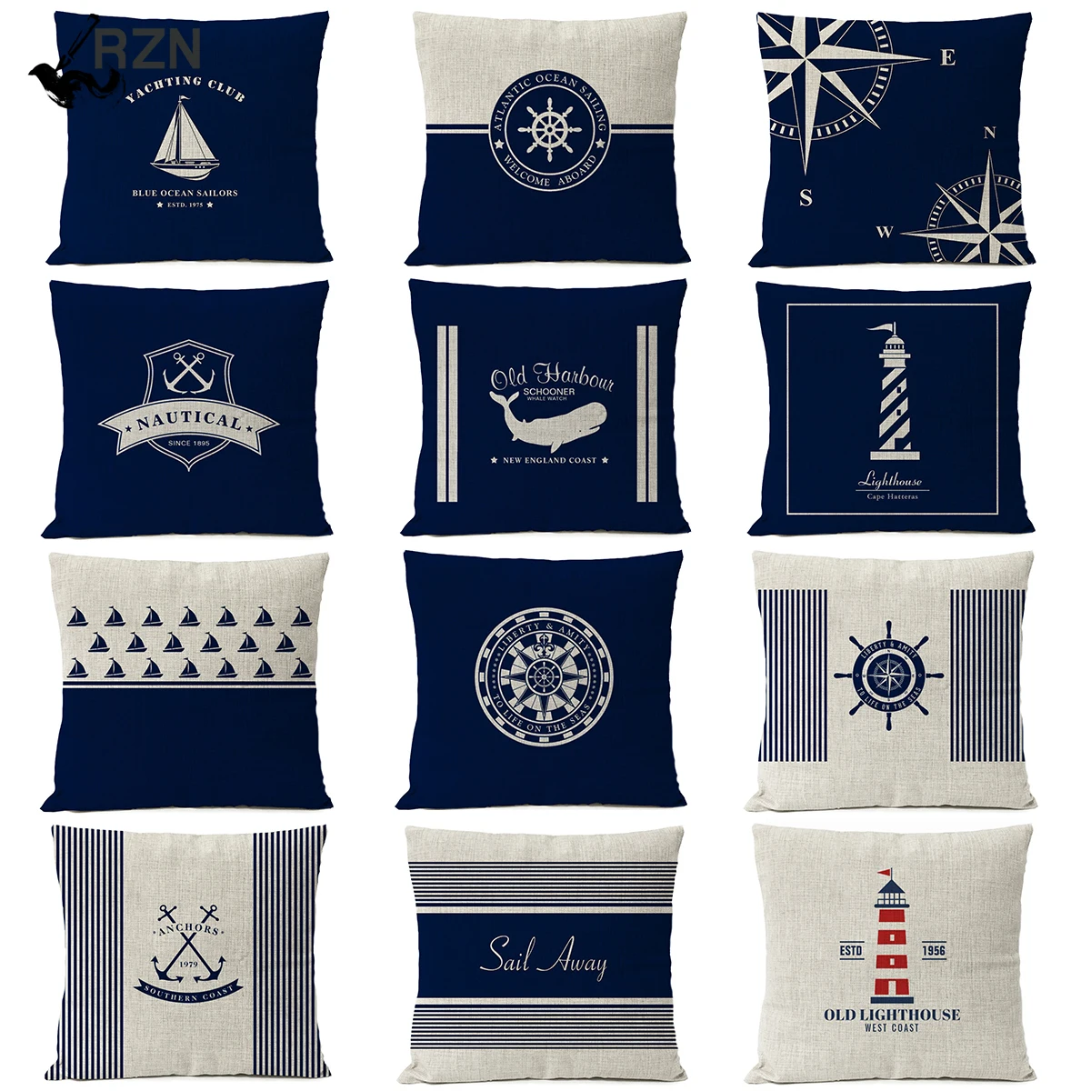 

Nautical Shellfish Nautical Blue Compass Anchor Pillowcase Cushion Cushion Home Decor Mediterranean Cushion Cover 45x45cm