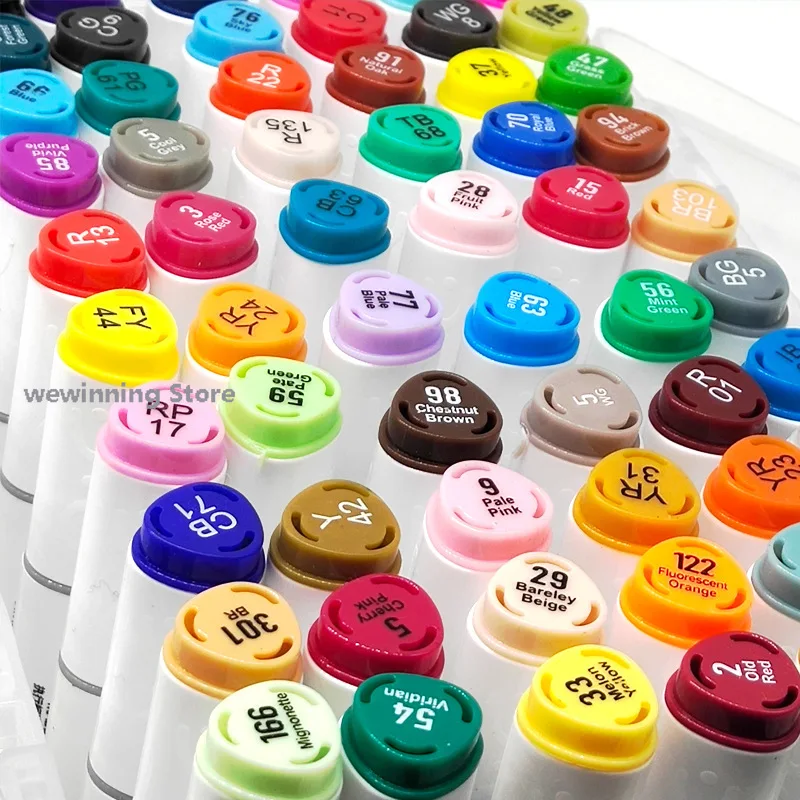 

60 Colors Marking Pen Double Head Marker Set Oily Multicolor Student Hand Painting Watercolor Pen Box Children's Brush