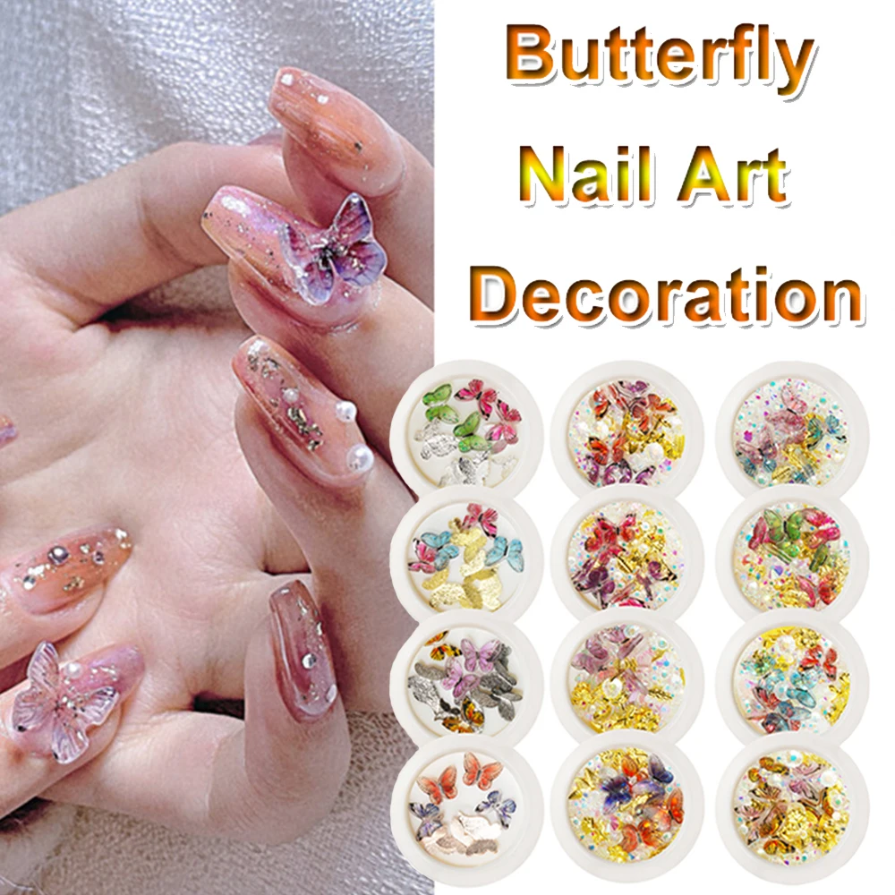 

Manicure Butterfly Nail Sequins Glitter Charm Gel Polish False Nail Art Decoration Paillette 3D Butterfly Nail Art