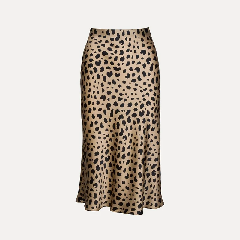 

leopard print girl's silk pencil skirt, fashion women's skirt