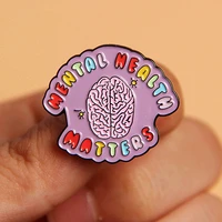 mental wellbeing fight the stigma psychology therapy disease awareness brain depression anxiety inspirational enamel pin brooch