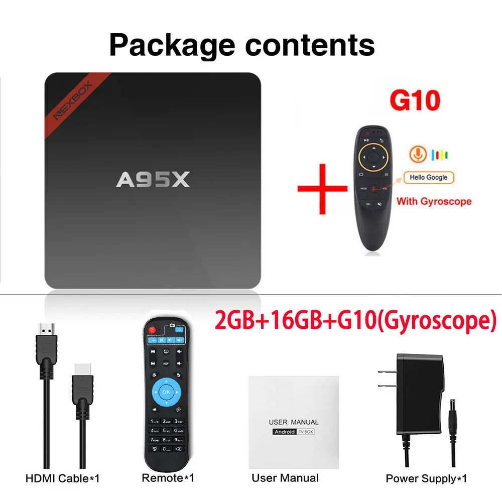 2GB 16GB G10-Gyro A95X NEXBOX Smart Android 7,1 ТВ-приставка Amlogic четырехъядерный S905W 2 Гб 16 Гб wifi медиаплеер PK X96 мини-приставка ТВ-приставка - Цвет: 2GB 16GB G10-Gyro
