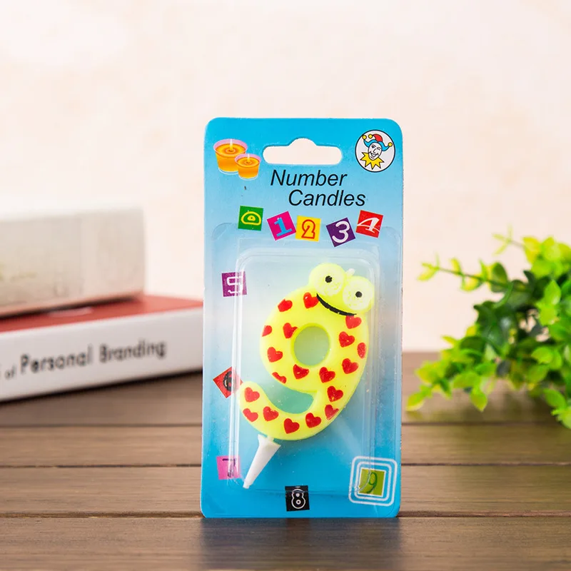 Мультяшная лягушка 0-9 цифры свечи торт капкейк топперы детский день рождения