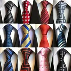 Мужской галстук Ricnais, красный, черный галстук для торжественных случаев, свадебные аксессуары, розовый галстук в клетку в полоску для мужчин