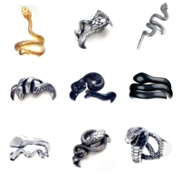 men women girls snake ring gold silver black cobra vintage exaggerated ferocious charm party gift