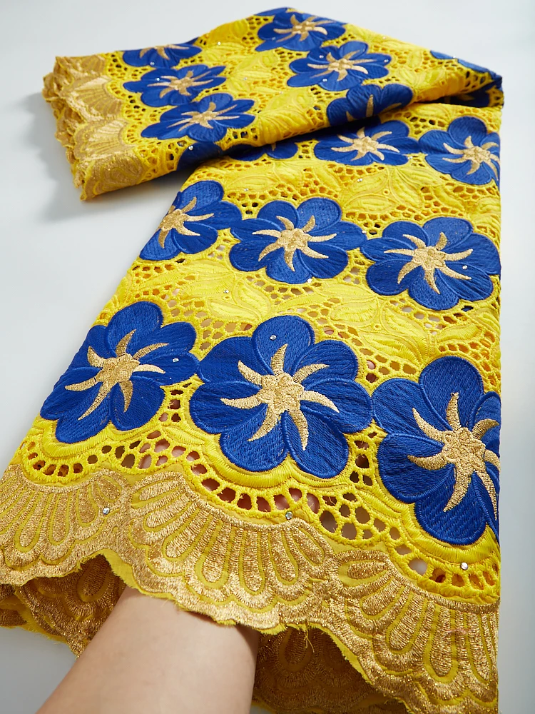 

Cotton Nigerian Lace Fabric High Quality Lace 2021 Swiss Voile Lace Fabric Embroidered African Dry Lace For Wedding TY021