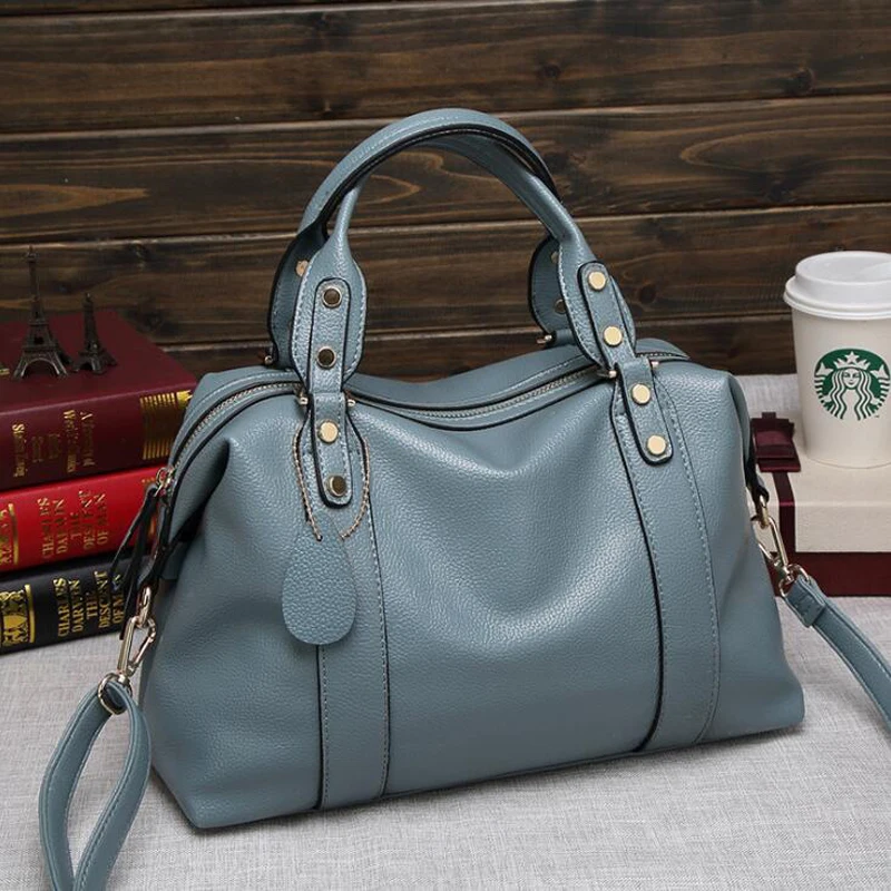 

Женская сумка из искусственной кожи, саквояж на плечо в Бостонском стиле, Роскошный дизайнерский модный однотонный чемоданчик кросс-боди д...