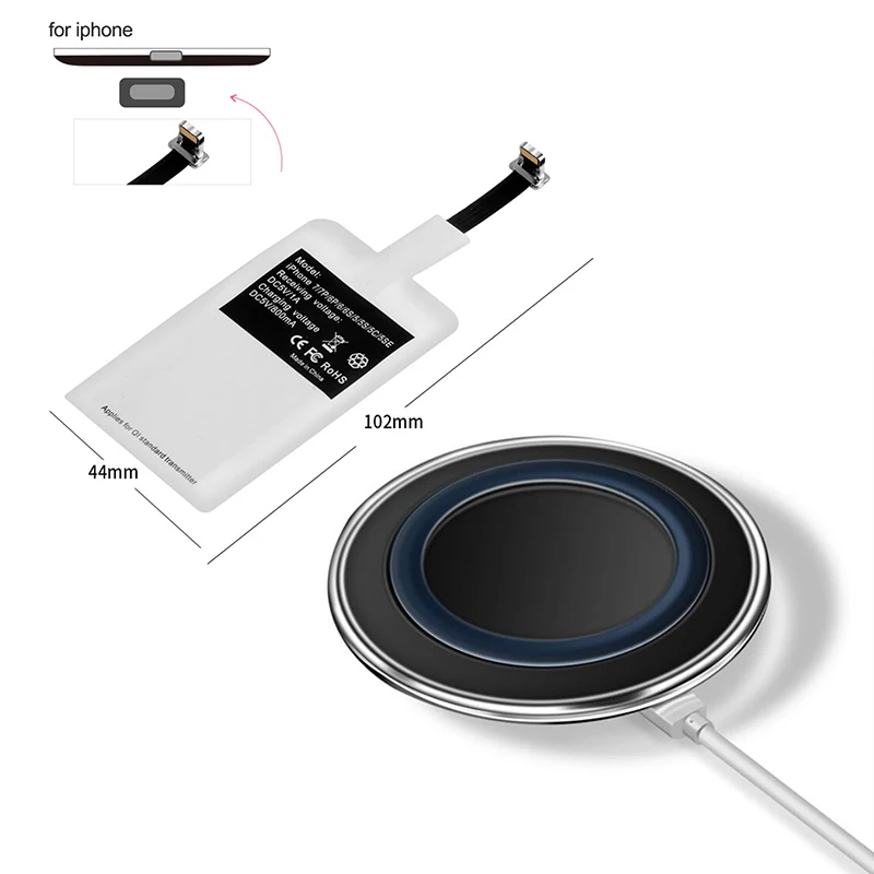For iphone Add Black QI Беспроводное зарядное устройство с беспроводным зарядным приемником для iphone 6 6S 7 samsung S6 мобильный телефон Индукционная зарядная площадка адаптер док-станции - Color: For iphone Add Black