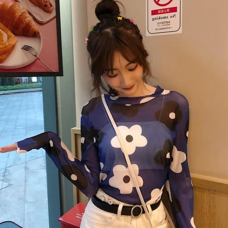 Женские милые однотонные повседневные топы модные женские футболки с цветочным