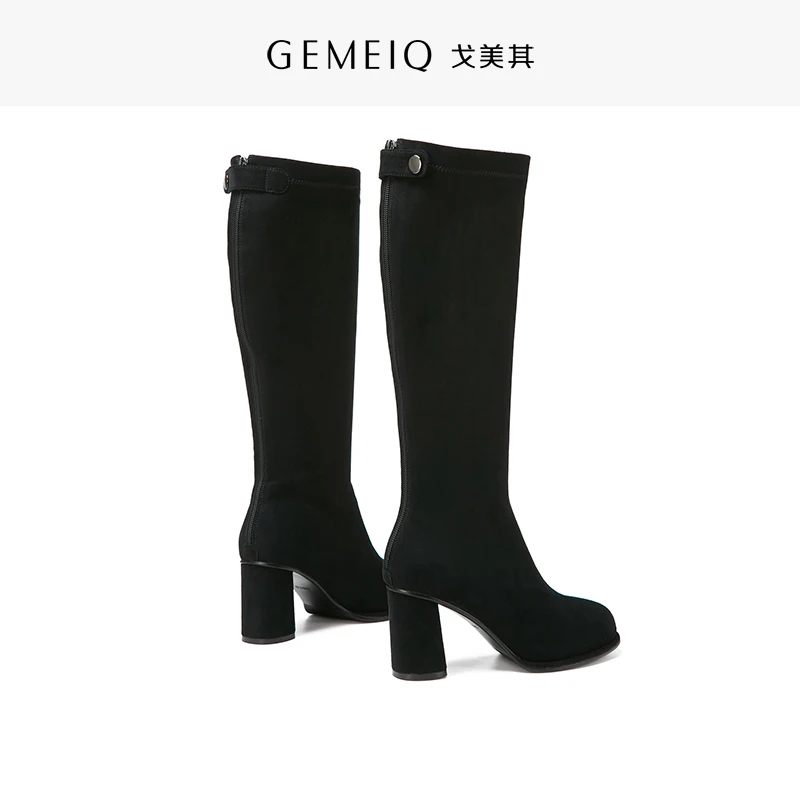 GEMEIQ/женские ботинки новые зимние эластичные высокие сапоги на Молнии Элегантные